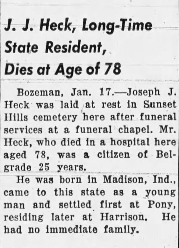 Obituary for Joseph J. Heck (Aged 78)